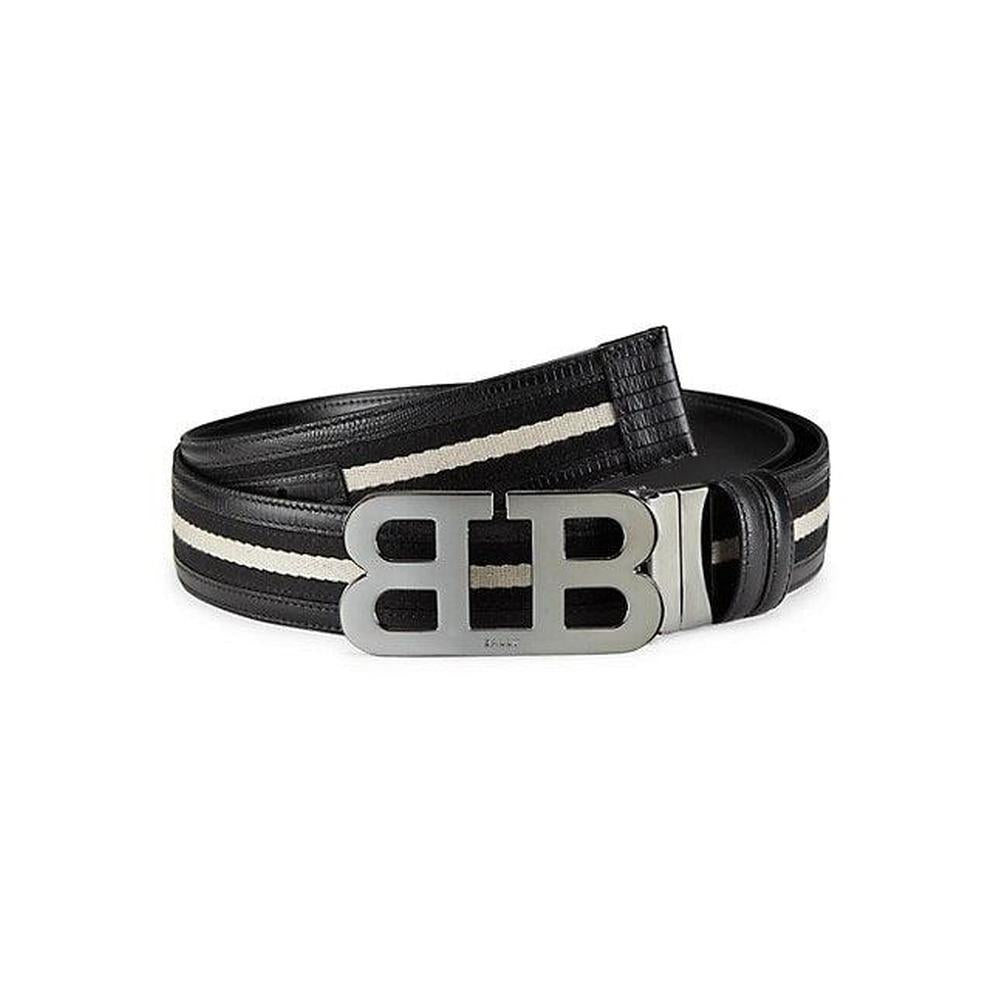 Men's Mirror Leather Logo Buckle Belt
