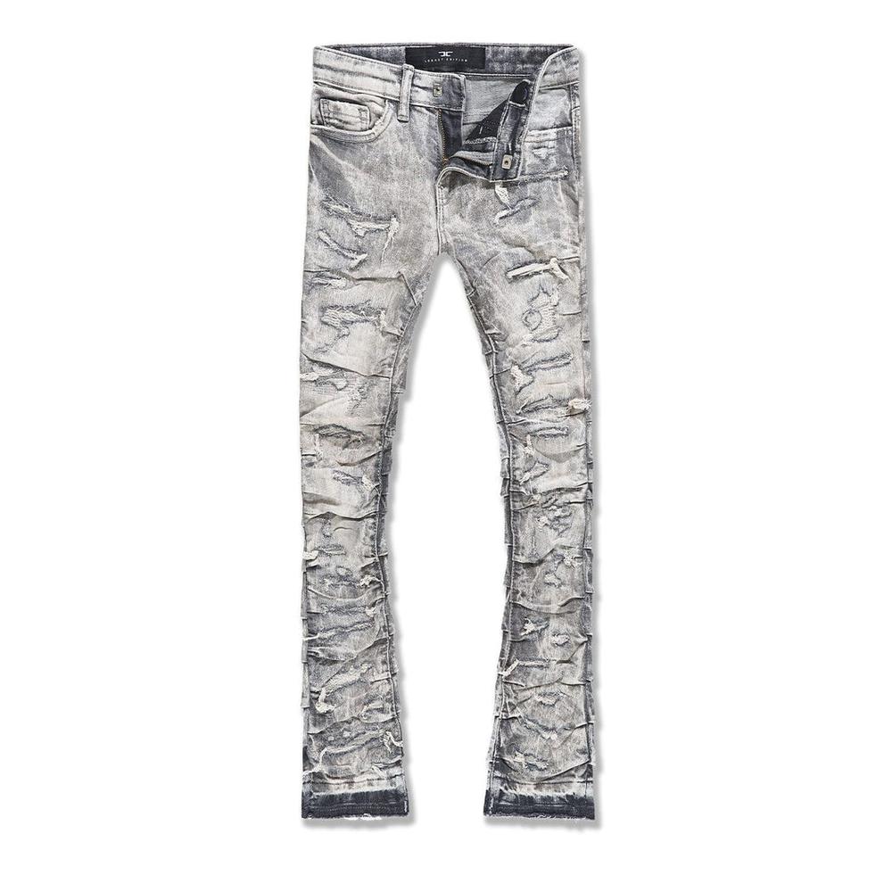 Boy's Martin Stacked Ripple Effect Jeans, Bone White