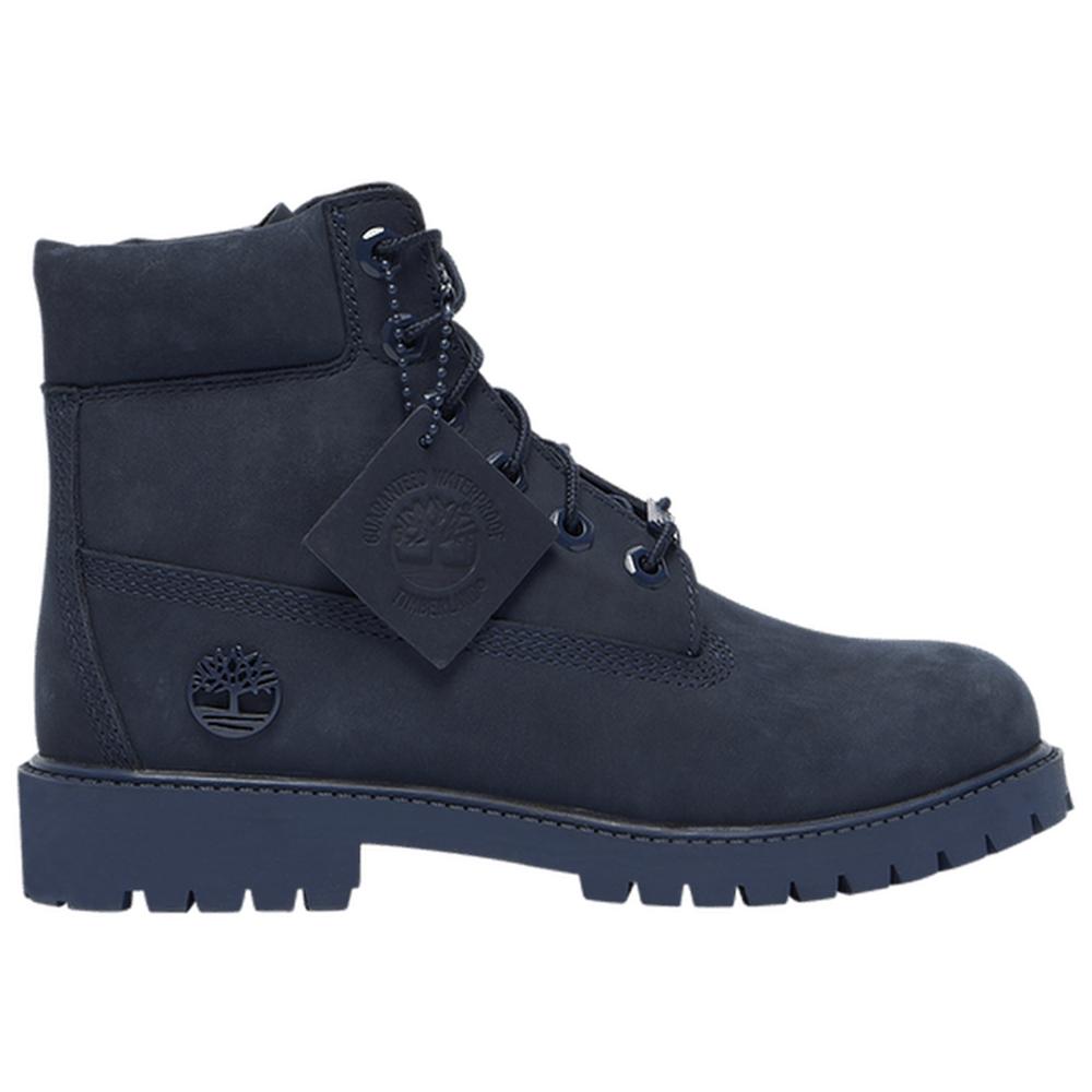 Juniors 6" Premium Nubuck Waterproof Boots, Navy Nubuck