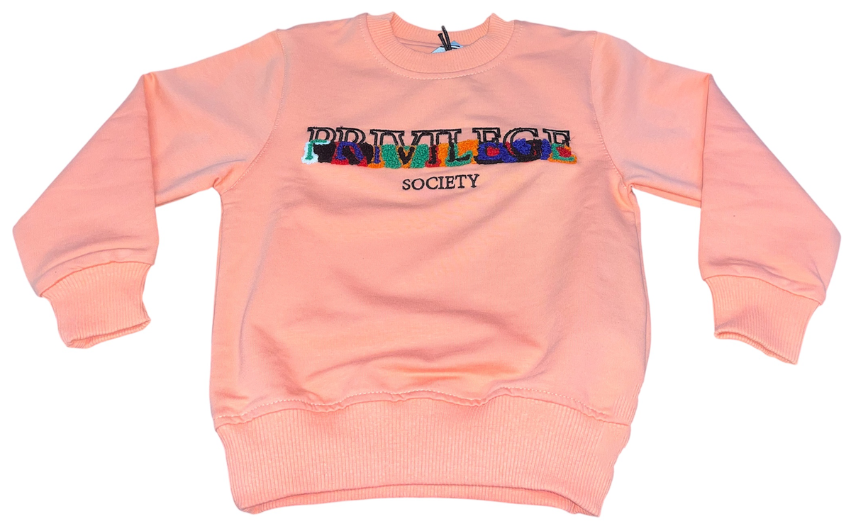 Kid's 30k Stitch Wool Crewneck Sweater, Salmon