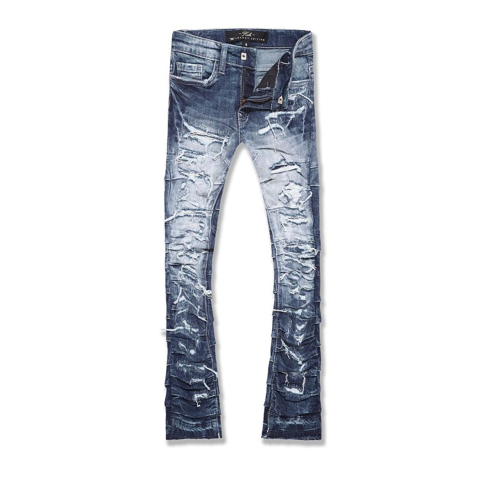 Boy's Martin Stacked Ripple Effect Jeans, Aged Wash