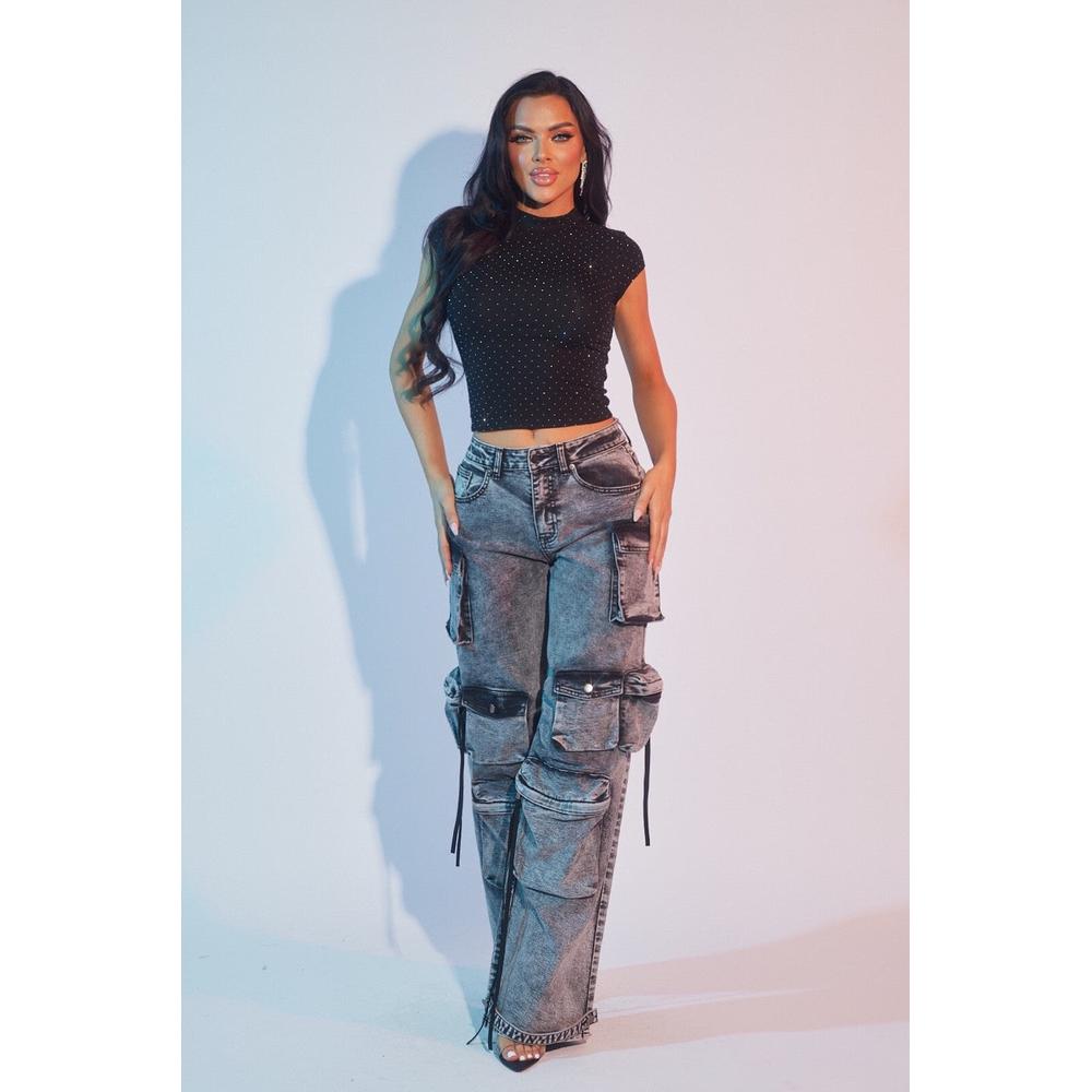 Women's Stretch Cargo Denim Jeans