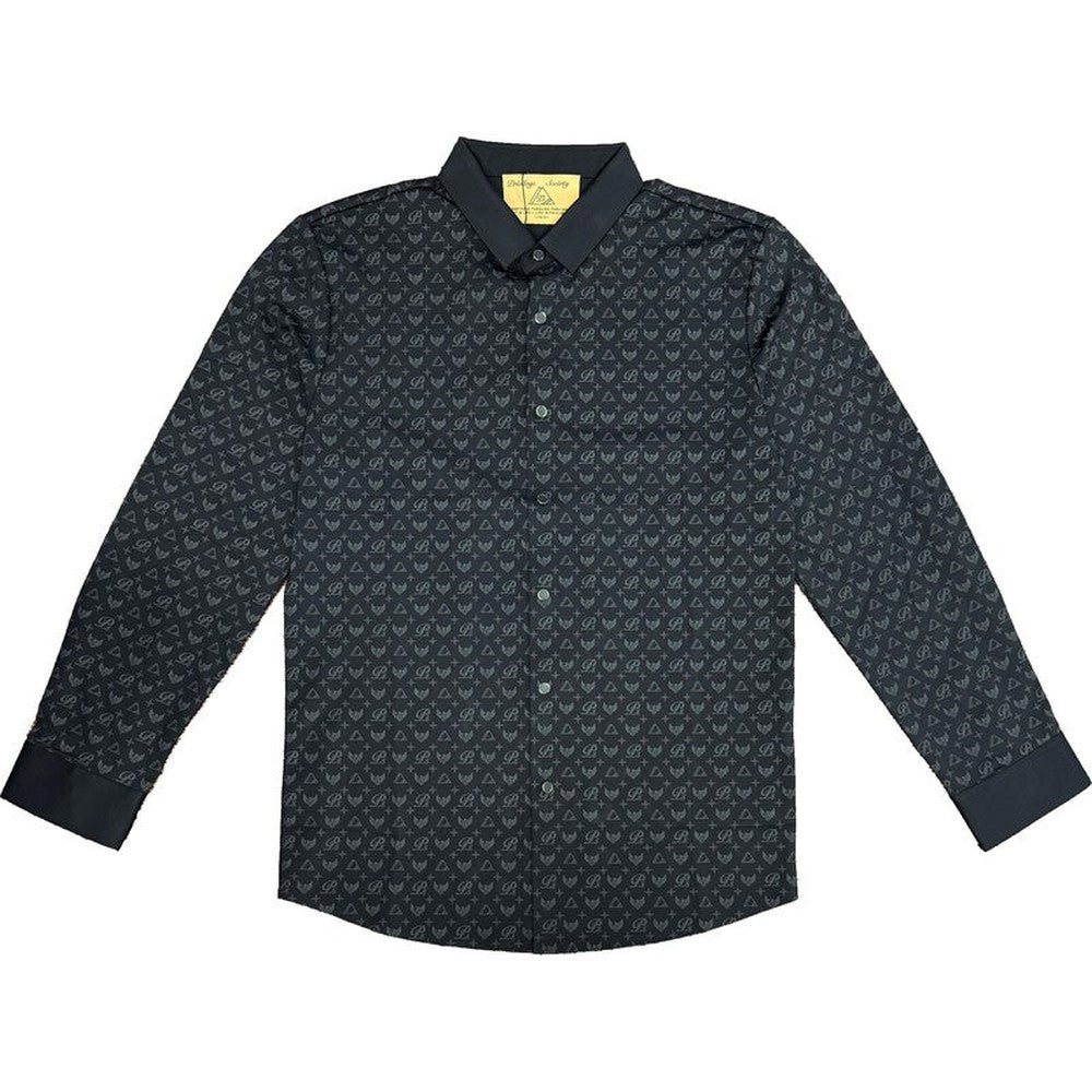 Monogram Button Up, Black