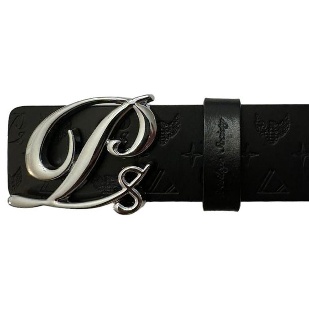 Monogram Leather HC Belt Silver Buckle, White