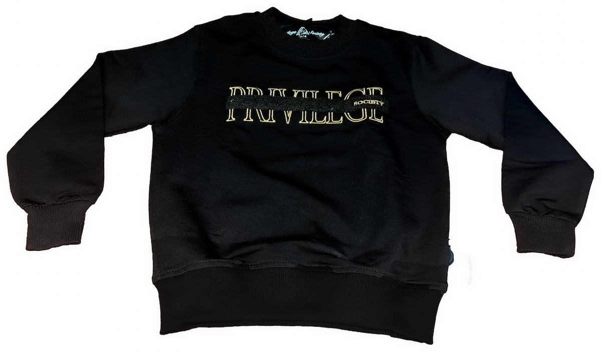 Kid's 30k Stitch Wool Crewneck Sweater, Black