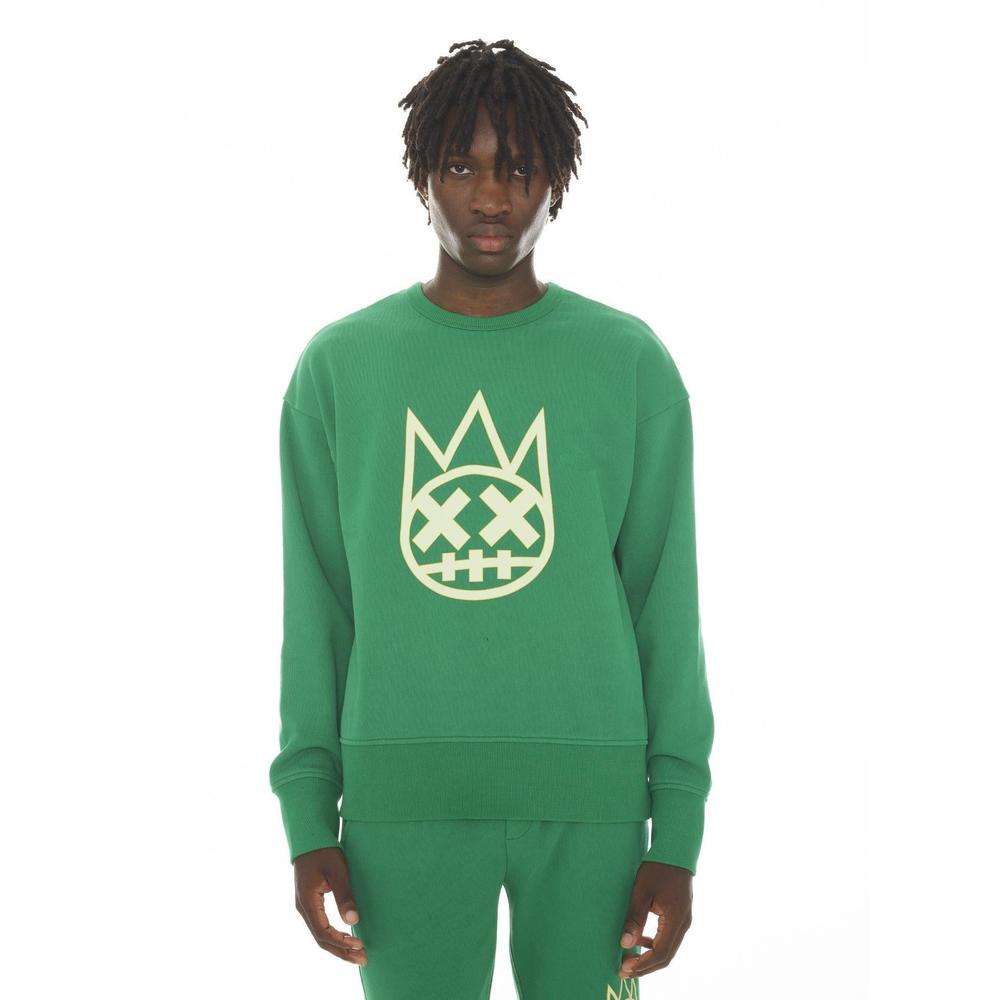 Men's Fleece Crew Neck Sweater, Kelly Green - Krush Clothing