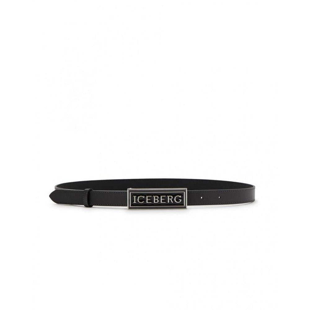 IceBerg Black Leather Belt With Logo - Krush Clothing