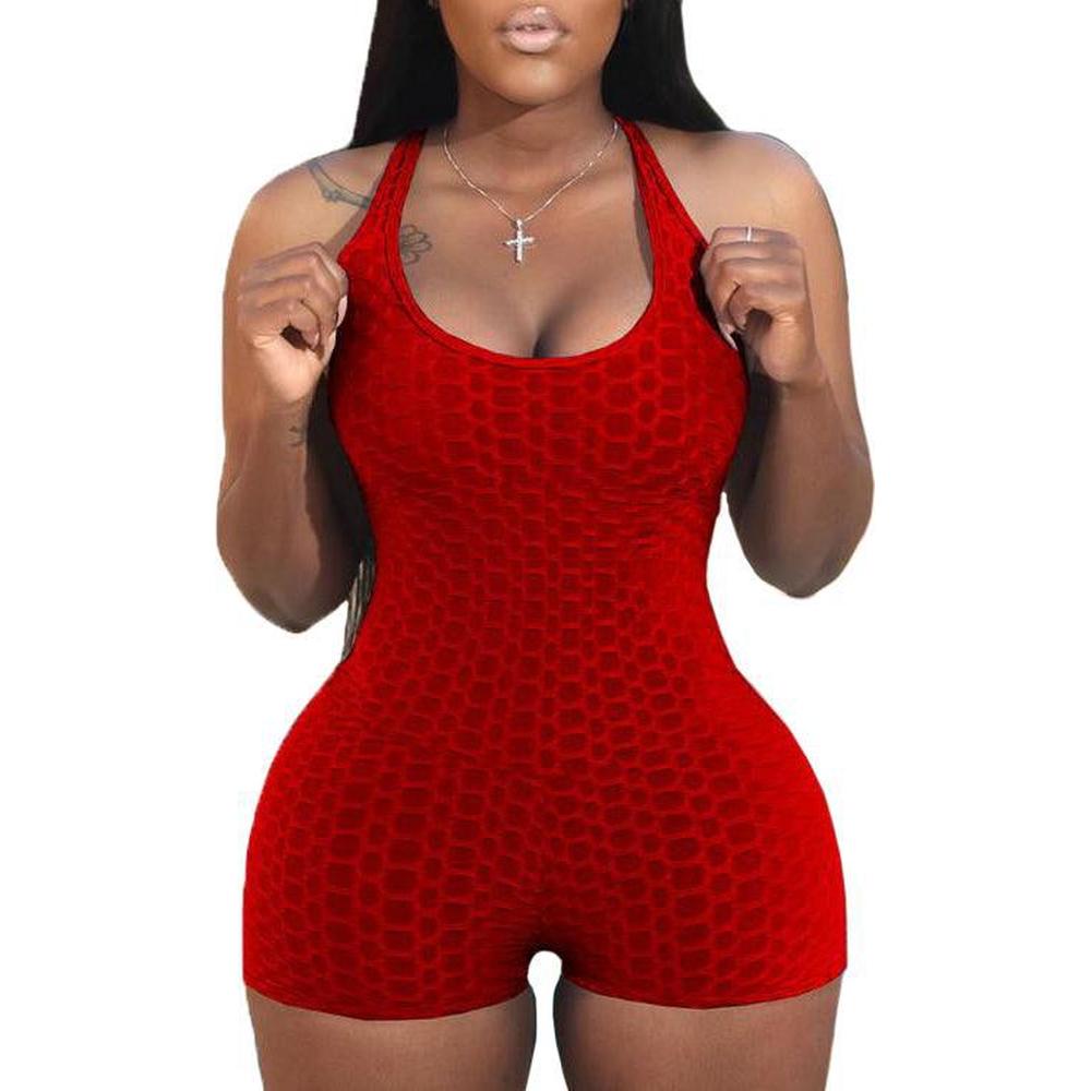 Women's Active Wear Romper, Red - Krush Clothing