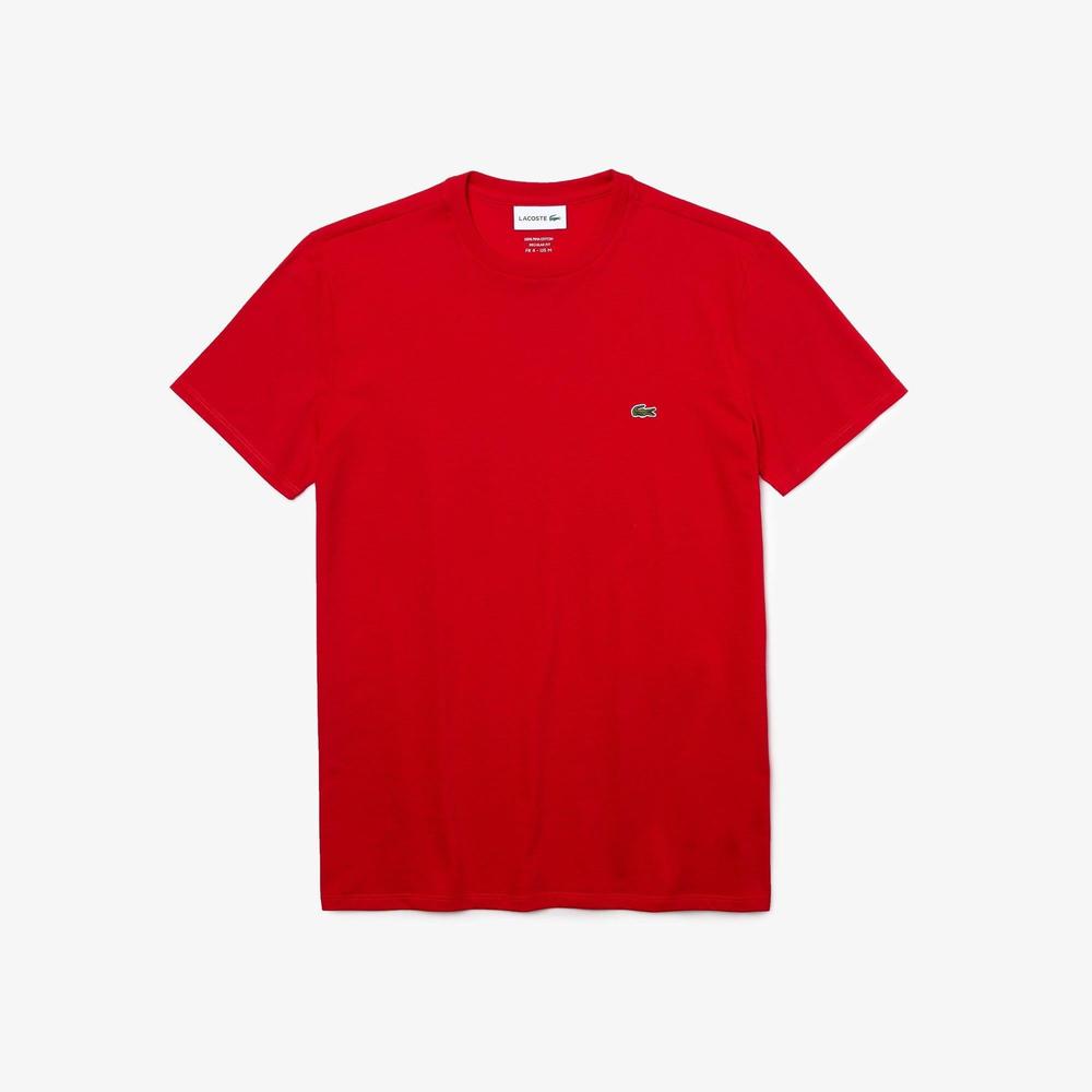 Men's Crew Neck Pima Cotton T-Shirt, Red - Krush Clothing