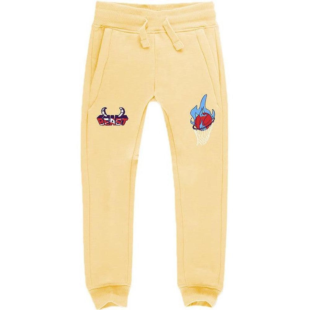 Kid's Beast Jogger Sweatpants, Pale Yellow - Krush Clothing