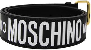 Moschino Couture Leather Belt With All Over Logo