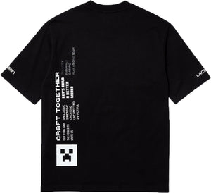 Men's Lacoste L!VE Collab Minecraft Loose Fit Organic Cotton T-Shirt, Black