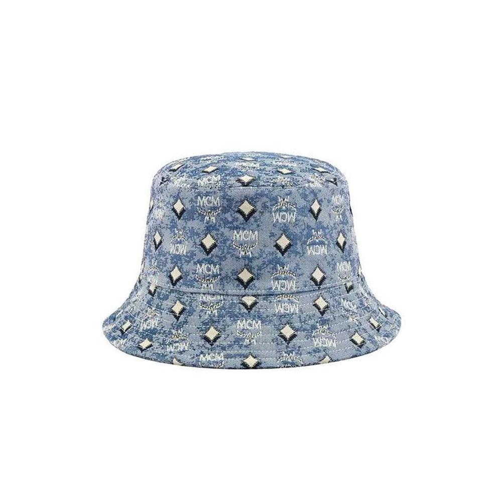 MCM Blue and White Bucket Hat MCM Visetos Monogram Logo Bucket Hat | eBay main image 3