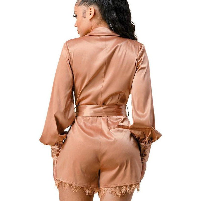 Women's Lace And Satin Romper