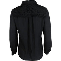 Women's Long Sleeve Button Up Beads Black