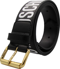 Moschino Couture Leather Belt With All Over Logo