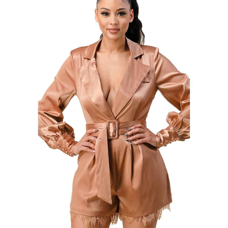 Women's Lace And Satin Romper