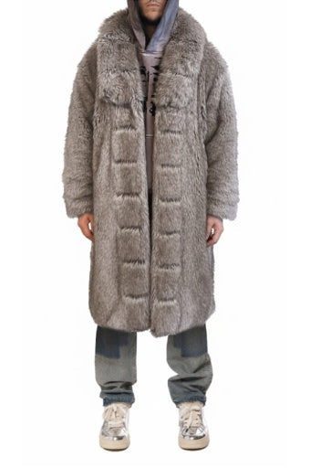 FAUX FUR SHAWL COLLAR COAT