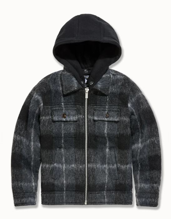 Kids SYIP Hooded Flannel Shacket, Black Shadow