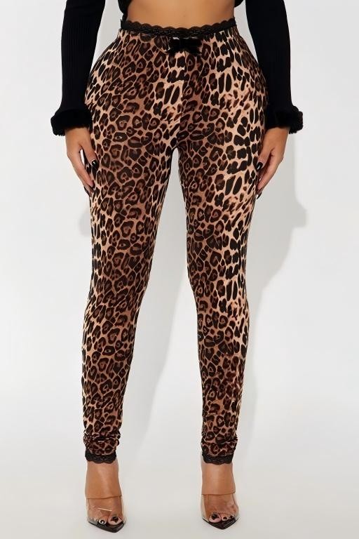 Printed Lace-trim Leggings Pants