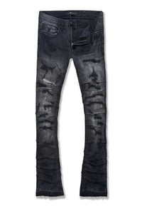 Men's Martin Stacked Ripple Effect Jeans, Black Shadow