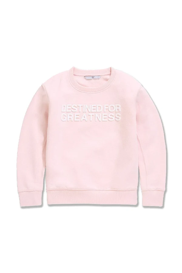 Kid's "Destined For Greatness" Crew Neck Sweatshirt, Light Pink