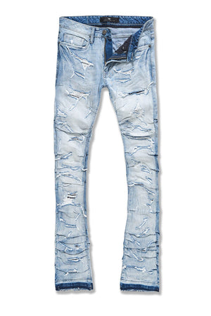 Men's Martin Stacked Ripple Effect Jeans, Sky Blue