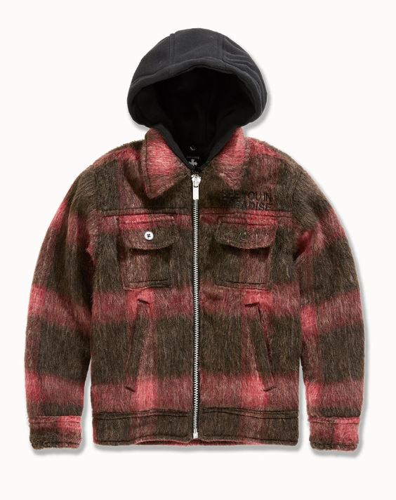 Kids SYIP Hooded Flannel Shacket, Red