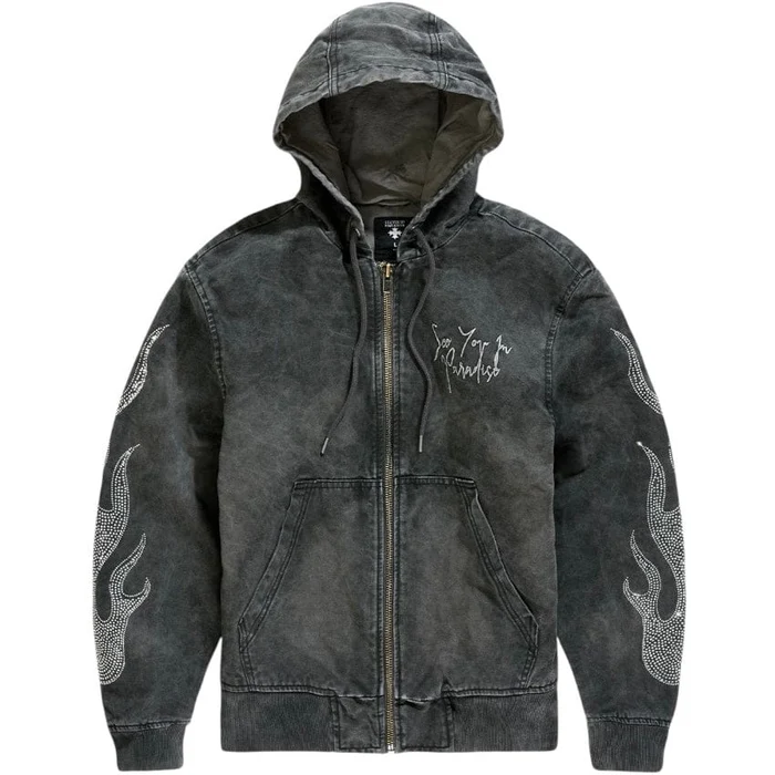 Men's See You in Paradise Eternal Flame Hooded Work Jacket, Vintage Charcoal