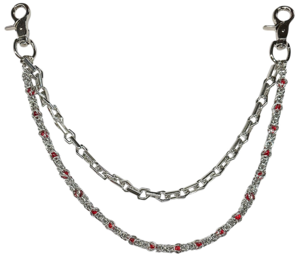 Vortex Duo Link Jean Chain, Silver/Red