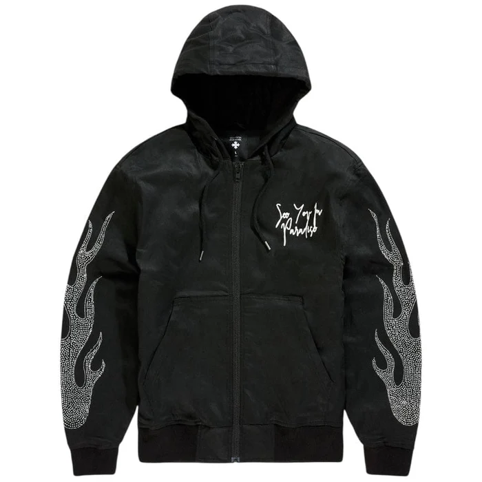 Men's See You in Paradise Eternal Flame Hooded Work Jacket, Black