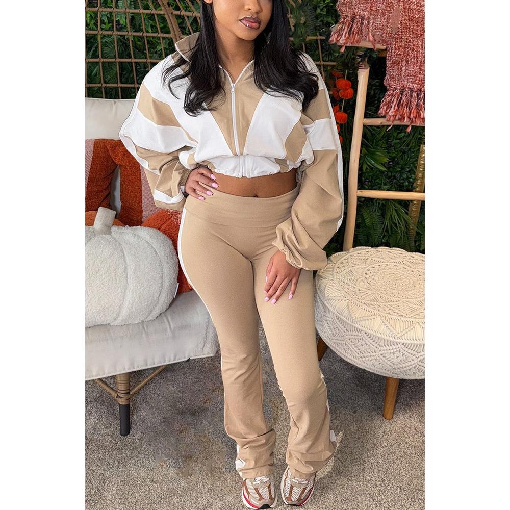 Women's Colorblock Zipper Sweatshirt and pants Set