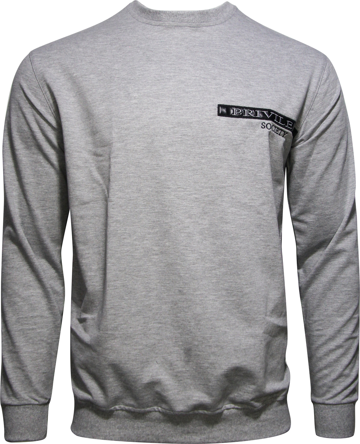Timeless Leather Crew Neck Sweater, Grey