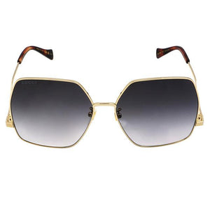 Gucci Logo GG1005S 001 sunglasses with shiny endura gold frame and double gradient light sage to petrol blue lens. Influential, innovative and progressive, - Krush Clothing