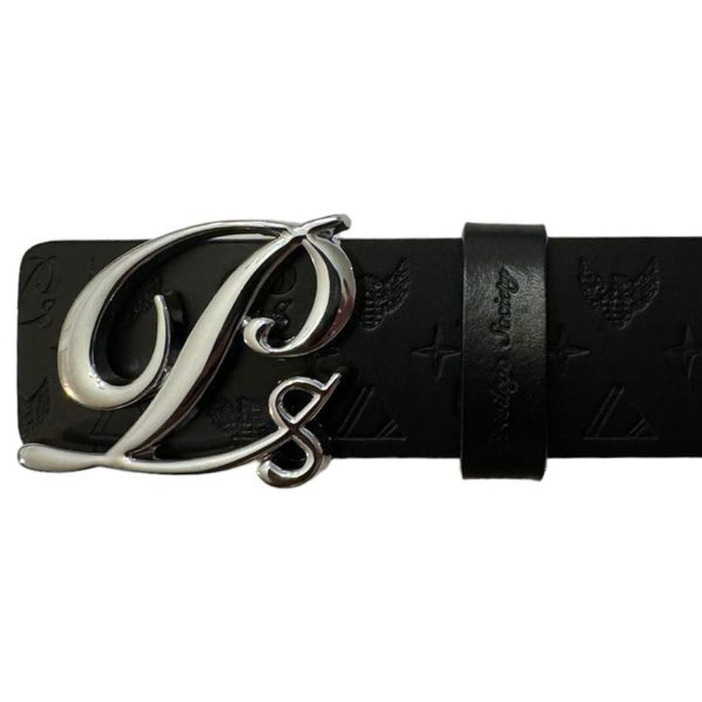 Monogram Leather HC Belt Silver Buckle, Black
