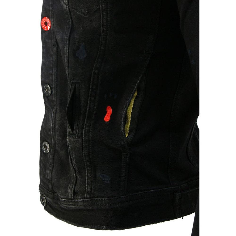Men's Black Drip Premium Denim Jacket - Krush Clothing