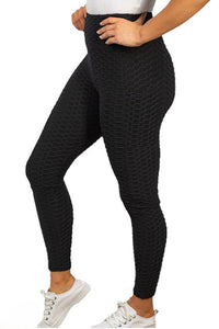 Women's Bubble Textured Tik Tok Leggings with Scrunched Bottom and Pockets