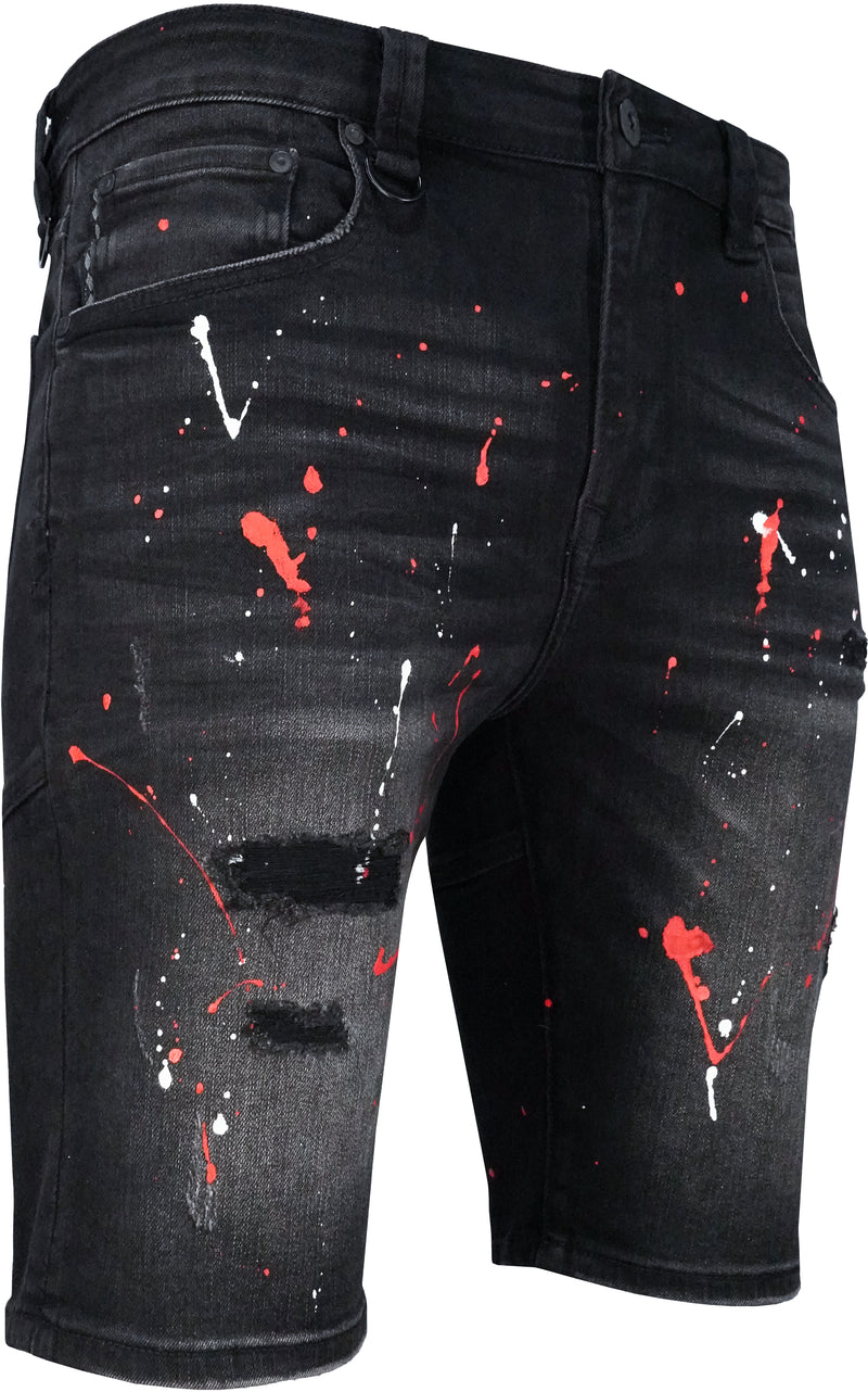 Men's Optic Black Denim Shorts - Krush Clothing