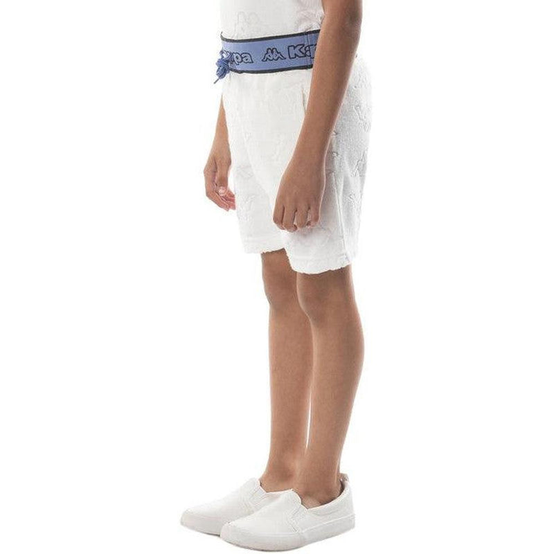 Kid's Logo Tape Eko Shorts, White/Blue/Black - Krush Clothing