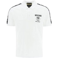 Men's Moschino Double Question Mark Piquet Polo, White - Krush Clothing