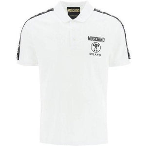 Men's Moschino Double Question Mark Piquet Polo, White - Krush Clothing