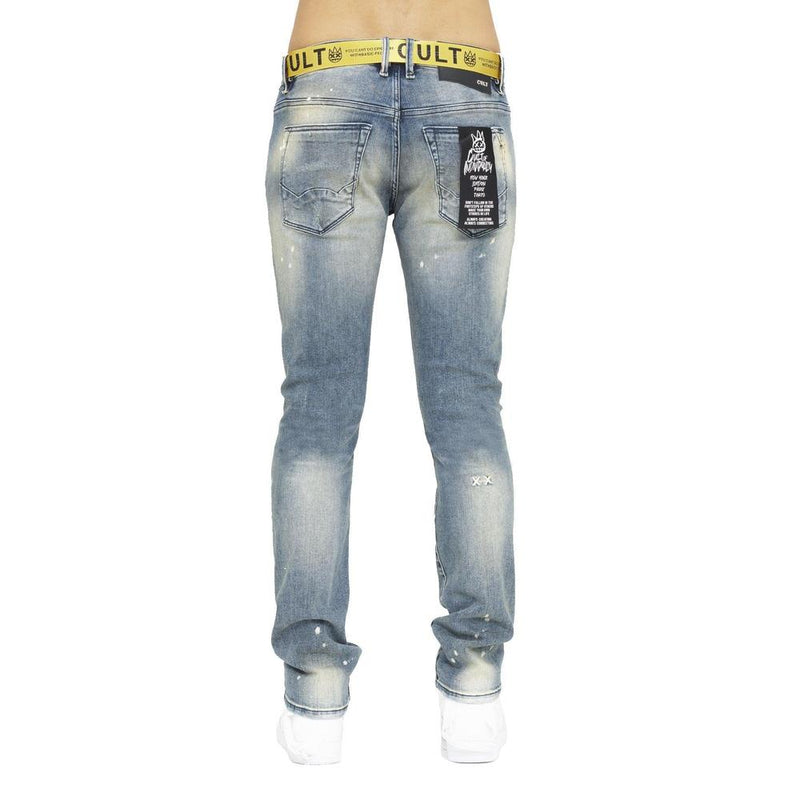 Men's 'Nimbus' Rocker Slim Belted Stretch Jeans - Krush Clothing