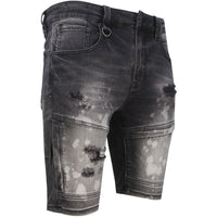 Men's Black Diamond Denim Shorts - Krush Clothing