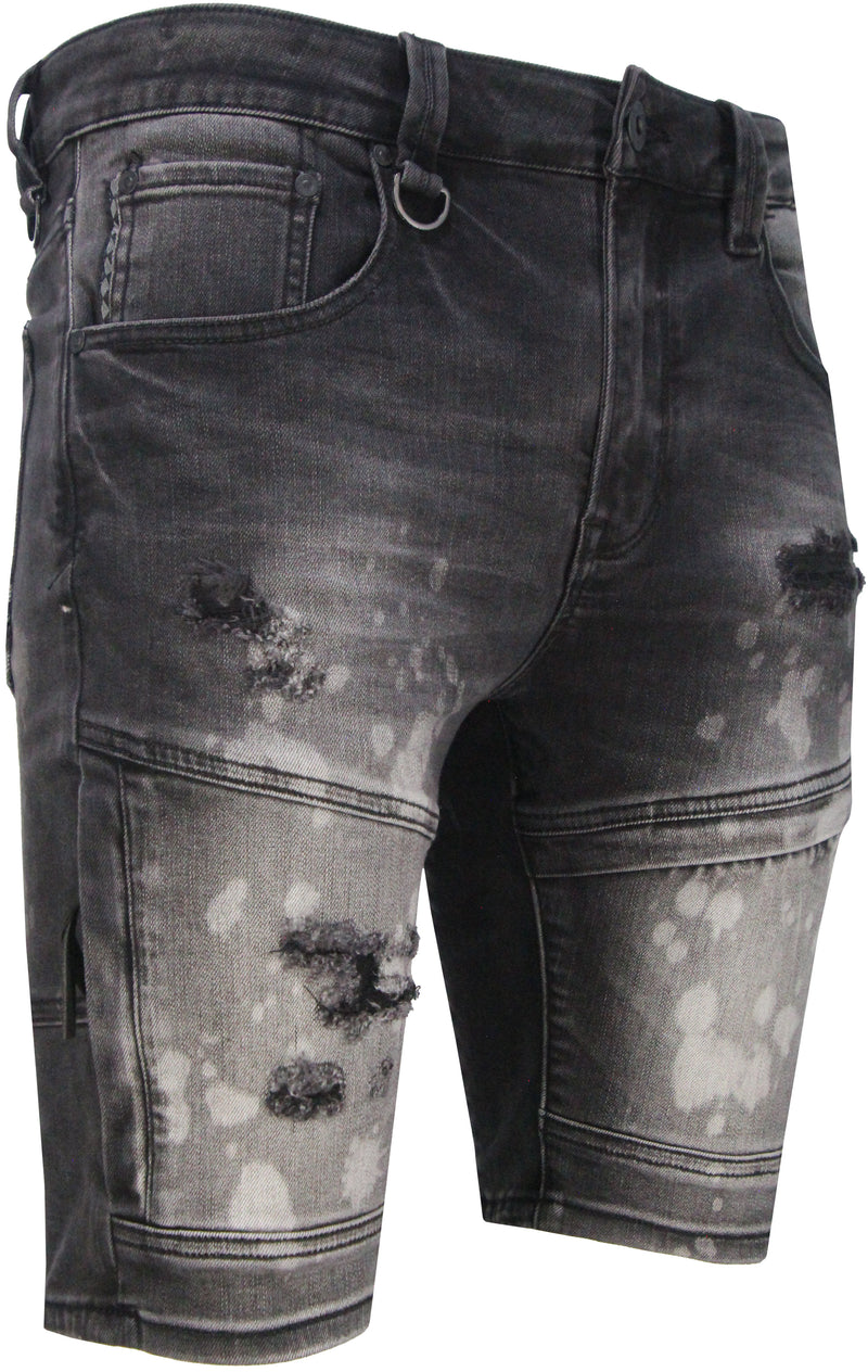 Men's Black Diamond Denim Shorts - Krush Clothing