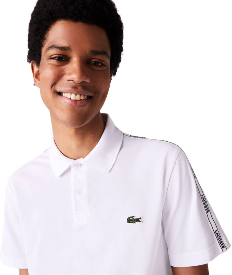 Men's Lacoste Regular Fit Branded Bands Stretch Cotton Polo Shirt - Krush Clothing