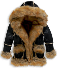 Kids Aspen Shearling Jacket , Black Copper - Krush Clothing