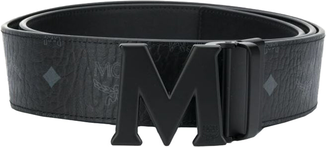 MCM Claus M Reversible Belt 1.75" in Visetos , Matte Black - Krush Clothing