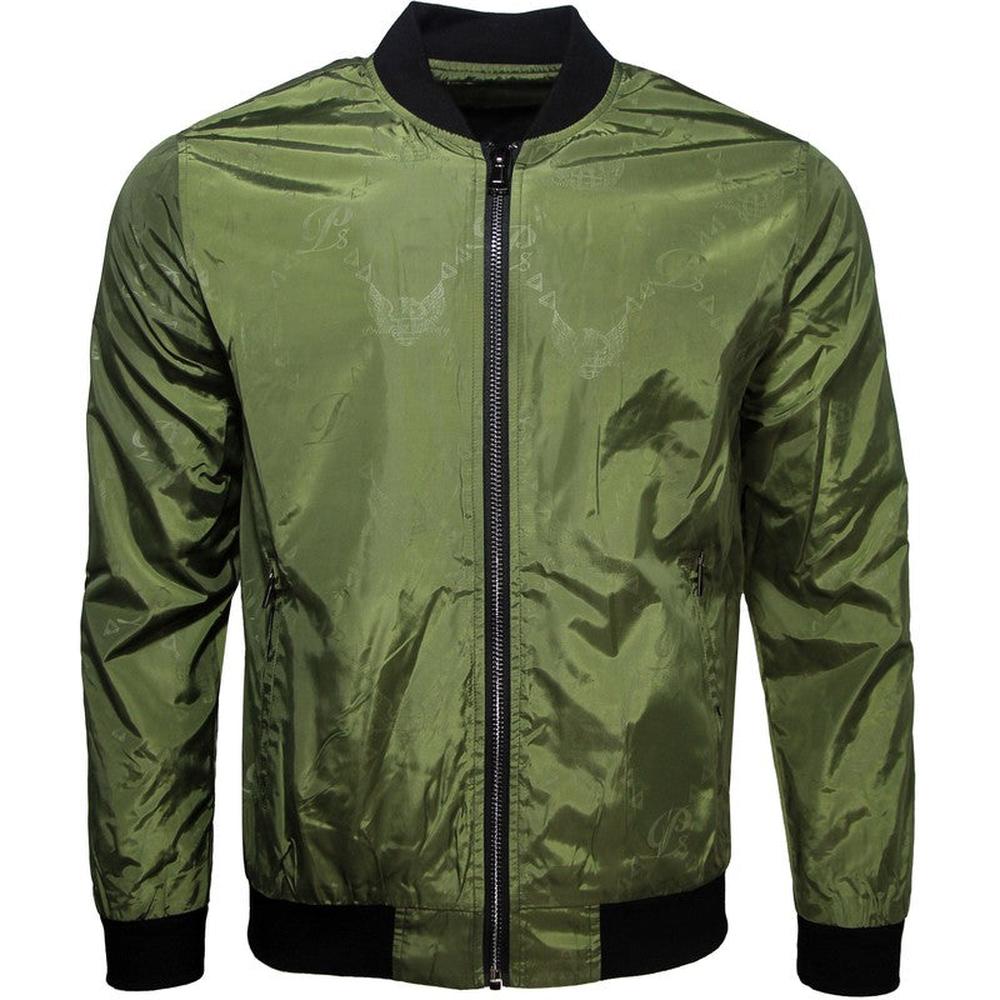Monogram Wind Breaker Jacket --PS2125-MONO, Olive - Krush Clothing