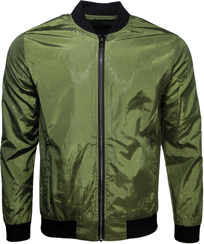Monogram Wind Breaker Jacket --PS2125-MONO, Olive - Krush Clothing