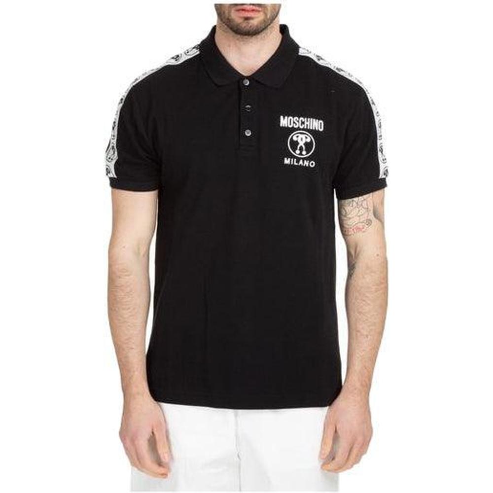 Men's Moschino Double Question Mark Piquet Polo, Black - Krush Clothing